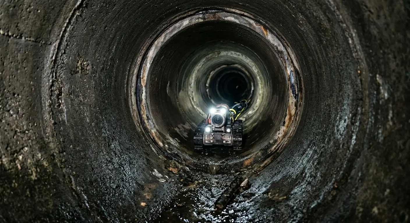 Robotic sewer camera inspecting pipe interior for Sewer Line Repair in Reisterstown